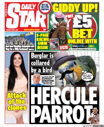 Daily Star (UK) Newspaper Front Page for 2 June 2020