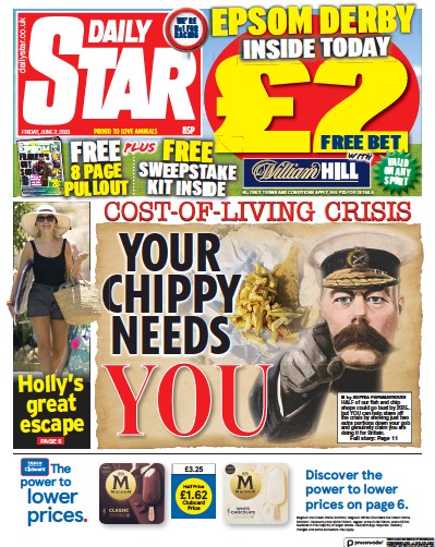 Daily Star (UK) Newspaper Front Page for 2 June 2023