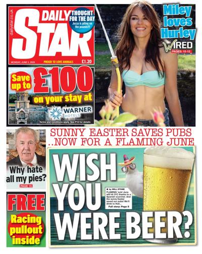 Daily Star (UK) Newspaper Front Page for 2 June 2025