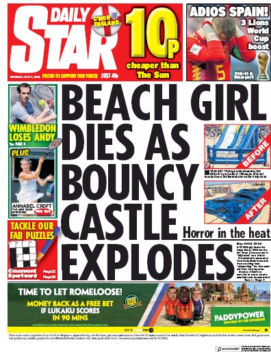 Daily Star Newspaper Front Page for 2 July 2018