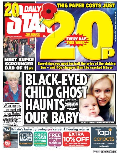Daily Star Newspaper Front Page for 30 October 2015