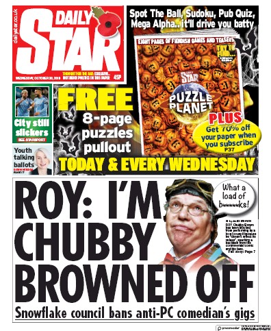 Daily Star Newspaper Front Page for 30 October 2019