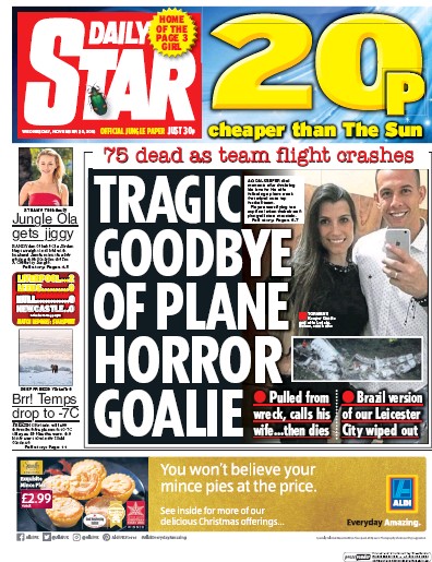 Daily Star Newspaper Front Page for 30 November 2016
