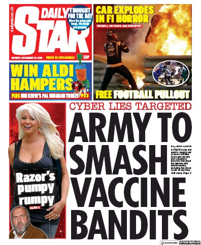 Daily Star Newspaper Front Page for 30 November 2020