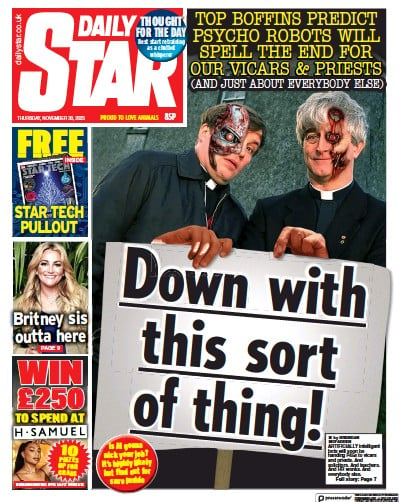 Daily Star (UK) Newspaper Front Page for 30 November 2023