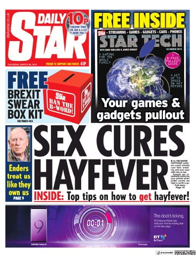 Daily Star Newspaper Front Page for 30 March 2019