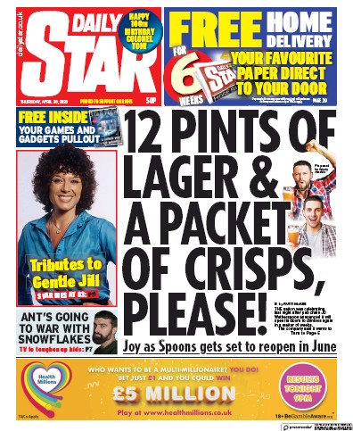 Daily Star Newspaper Front Page for 30 April 2020