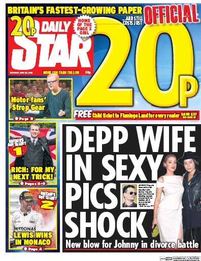 Daily Star Newspaper Front Page for 30 May 2016