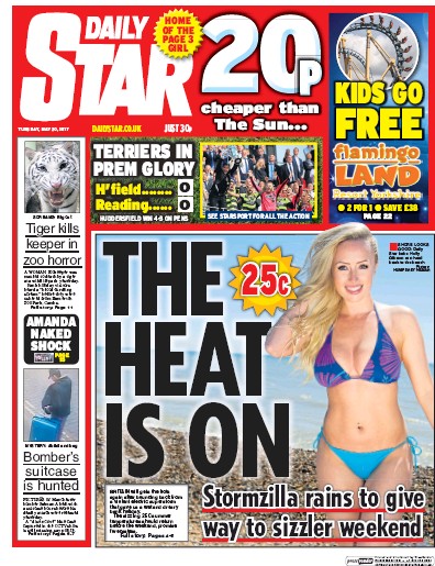 Daily Star Newspaper Front Page for 30 May 2017