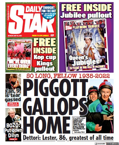 Daily Star (UK) Newspaper Front Page for 30 May 2022