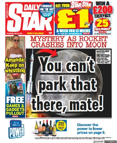 Daily Star (UK) Newspaper Front Page for 30 June 2022