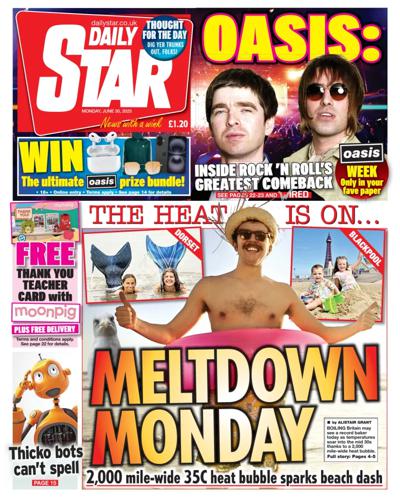 Daily Star (UK) Newspaper Front Page for 30 June 2025