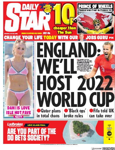 Daily Star Newspaper Front Page for 30 July 2018