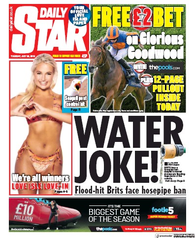 Daily Star Newspaper Front Page for 30 July 2019