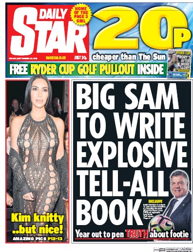 Daily Star Newspaper Front Page for 30 September 2016