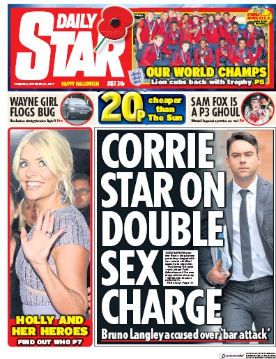 Daily Star Newspaper Front Page for 31 October 2017