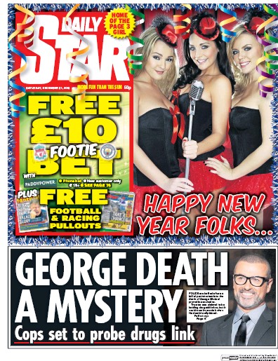 Daily Star Newspaper Front Page for 31 December 2016