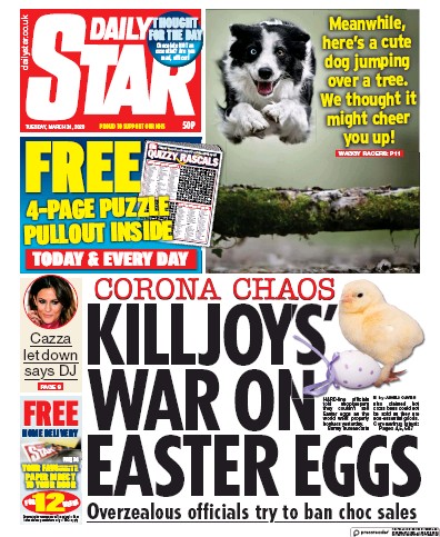 Daily Star Newspaper Front Page for 31 March 2020