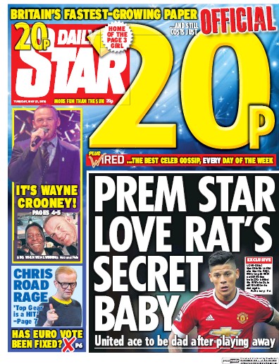Daily Star Newspaper Front Page for 31 May 2016