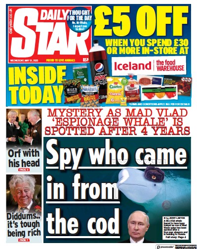 Daily Star (UK) Newspaper Front Page for 31 May 2023