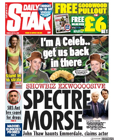 Daily Star Newspaper Front Page for 31 July 2020