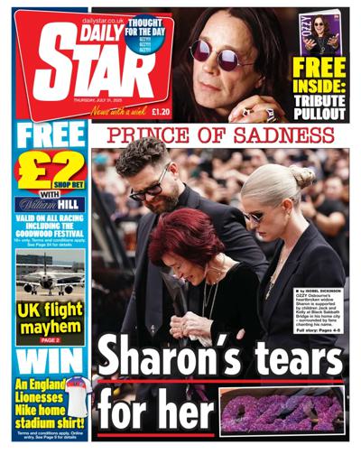 Daily Star (UK) Newspaper Front Page for 31 July 2025