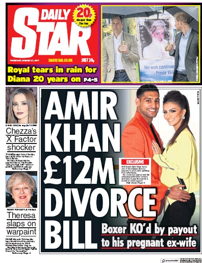 Daily Star Newspaper Front Page for 31 August 2017