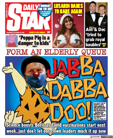 Daily Star (UK) Newspaper Front Page for 3 December 2020