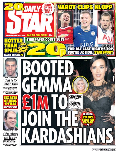 Daily Star Newspaper Front Page for 3 February 2016