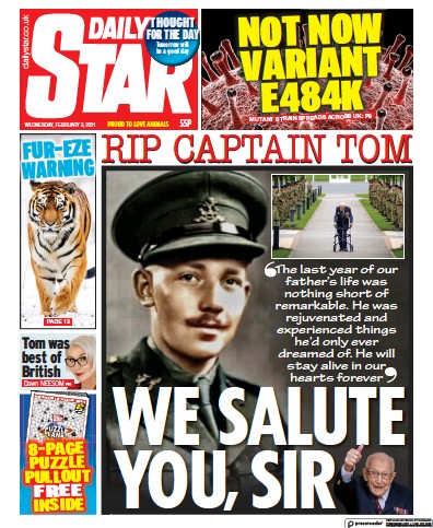 Daily Star Newspaper Front Page for 3 February 2021