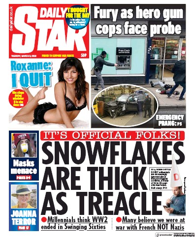Daily Star (UK) Newspaper Front Page for 3 March 2020