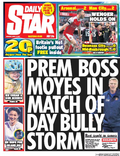 Daily Star Newspaper Front Page for 3 April 2017