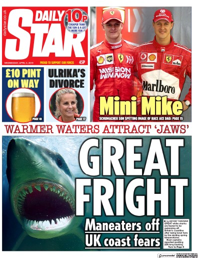 Daily Star Newspaper Front Page for 3 April 2019