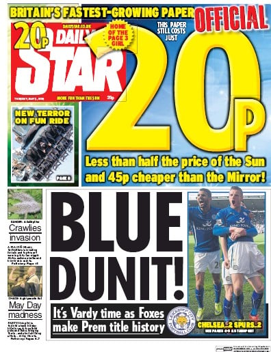 Daily Star Newspaper Front Page for 3 May 2016