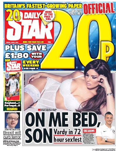 Daily Star Newspaper Front Page for 3 June 2016