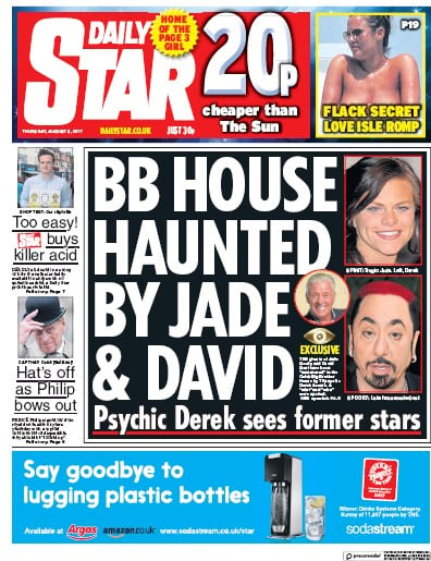Daily Star Newspaper Front Page for 3 August 2017