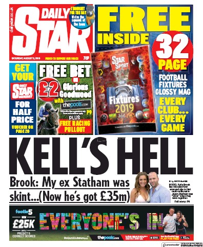 Daily Star Newspaper Front Page for 3 August 2019