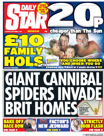 Daily Star Newspaper Front Page for 3 September 2016