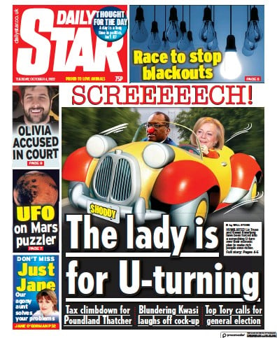 Daily Star Newspaper Front Page for 4 October 2022