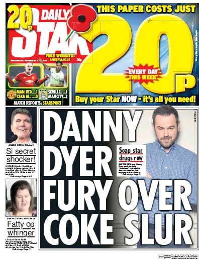 Daily Star (UK) Newspaper Front Page for 4 November 2015