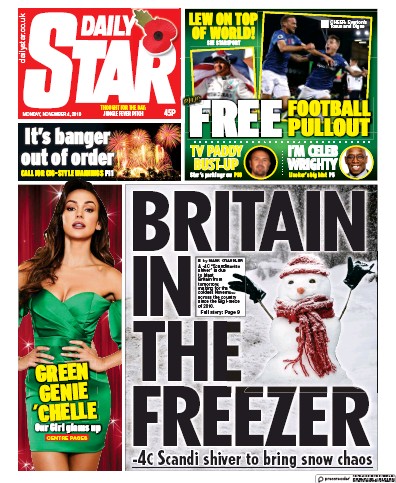 Daily Star Newspaper Front Page for 4 November 2019