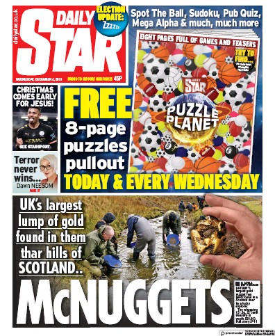 Daily Star Newspaper Front Page for 4 December 2019
