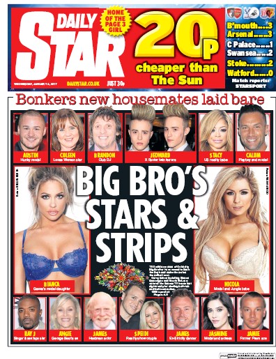 Daily Star Newspaper Front Page for 4 January 2017