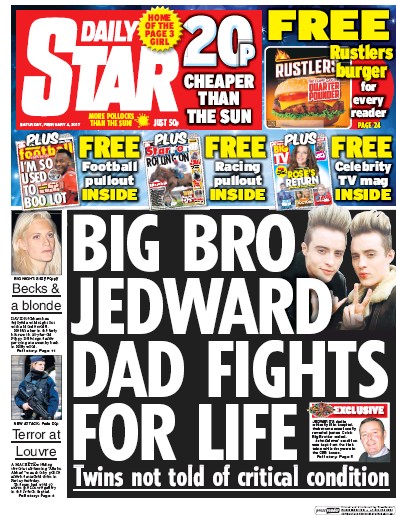 Daily Star Newspaper Front Page for 4 February 2017