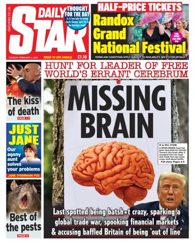 Daily Star (UK) Newspaper Front Page for 4 February 2025