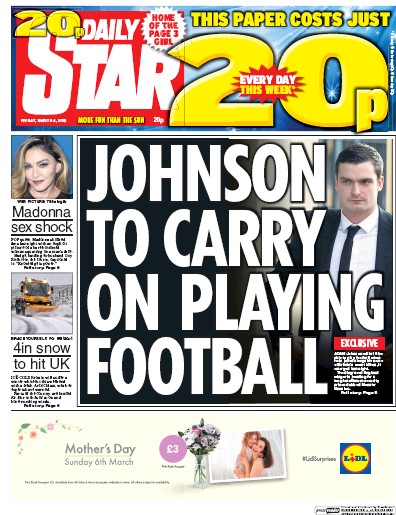 Daily Star Newspaper Front Page for 4 March 2016
