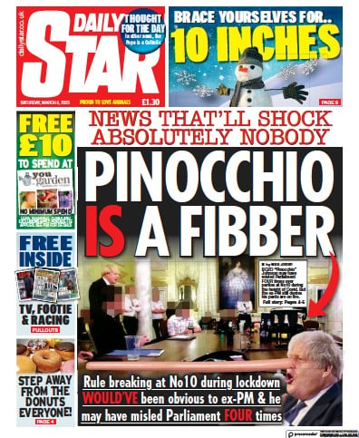 Daily Star (UK) Newspaper Front Page for 4 March 2023