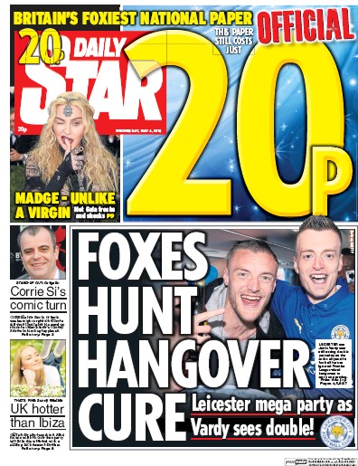 Daily Star Newspaper Front Page for 4 May 2016