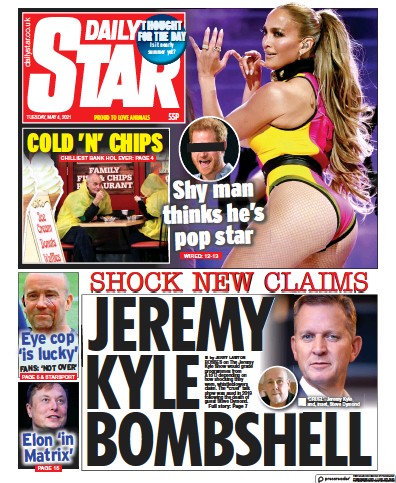 Daily Star (UK) Newspaper Front Page for 4 May 2021