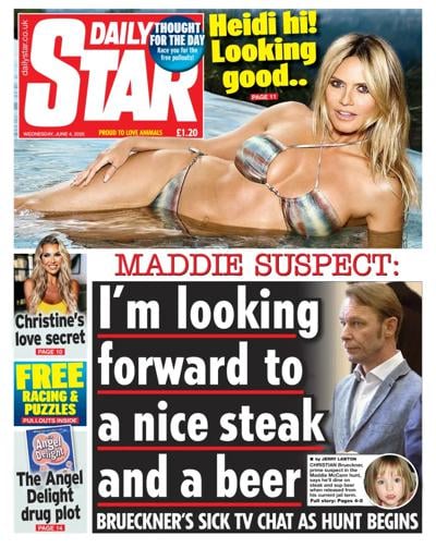 Daily Star (UK) Newspaper Front Page for 4 June 2025